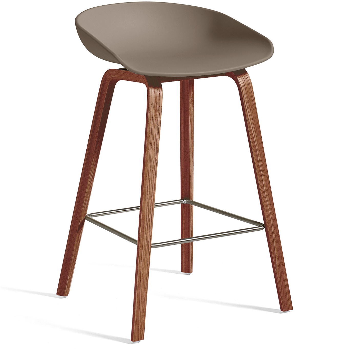 AAS 32 Bar Stool Low, Water based lacquered Walnut / Khaki