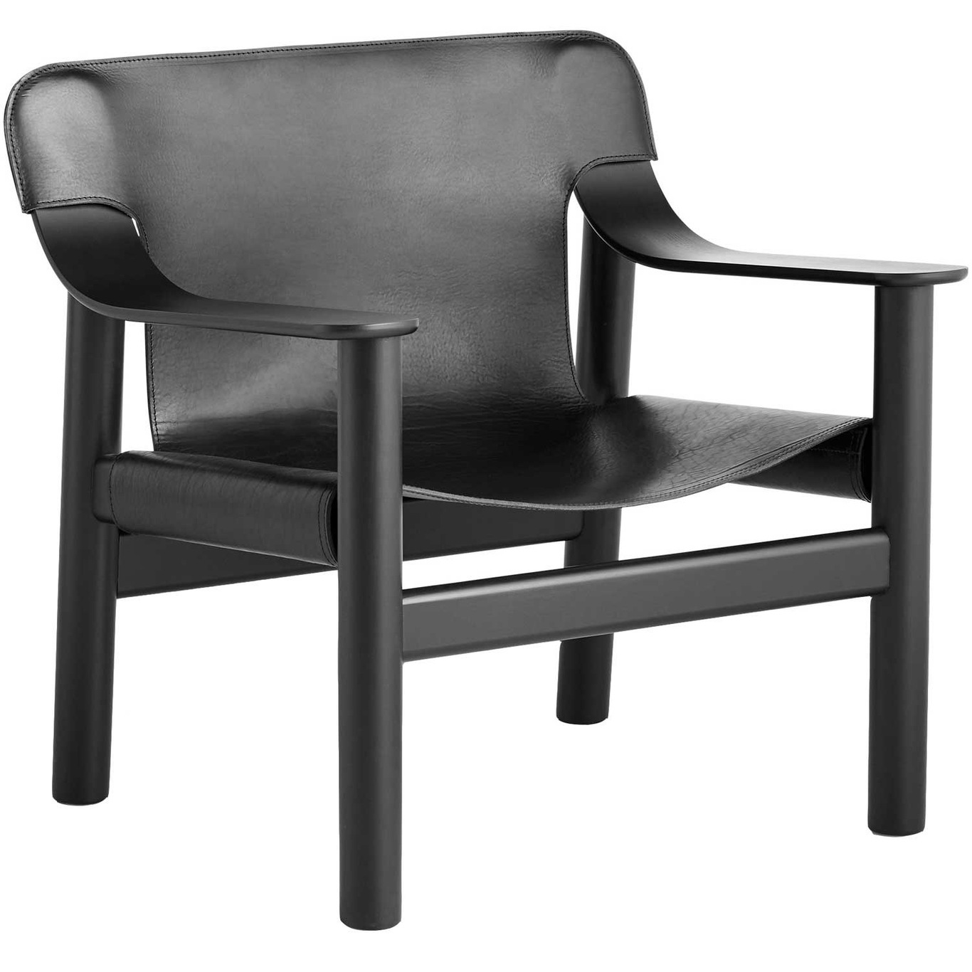 Bernard Lounge Chair, Black Water-based Lacquered Oak/Black Leather