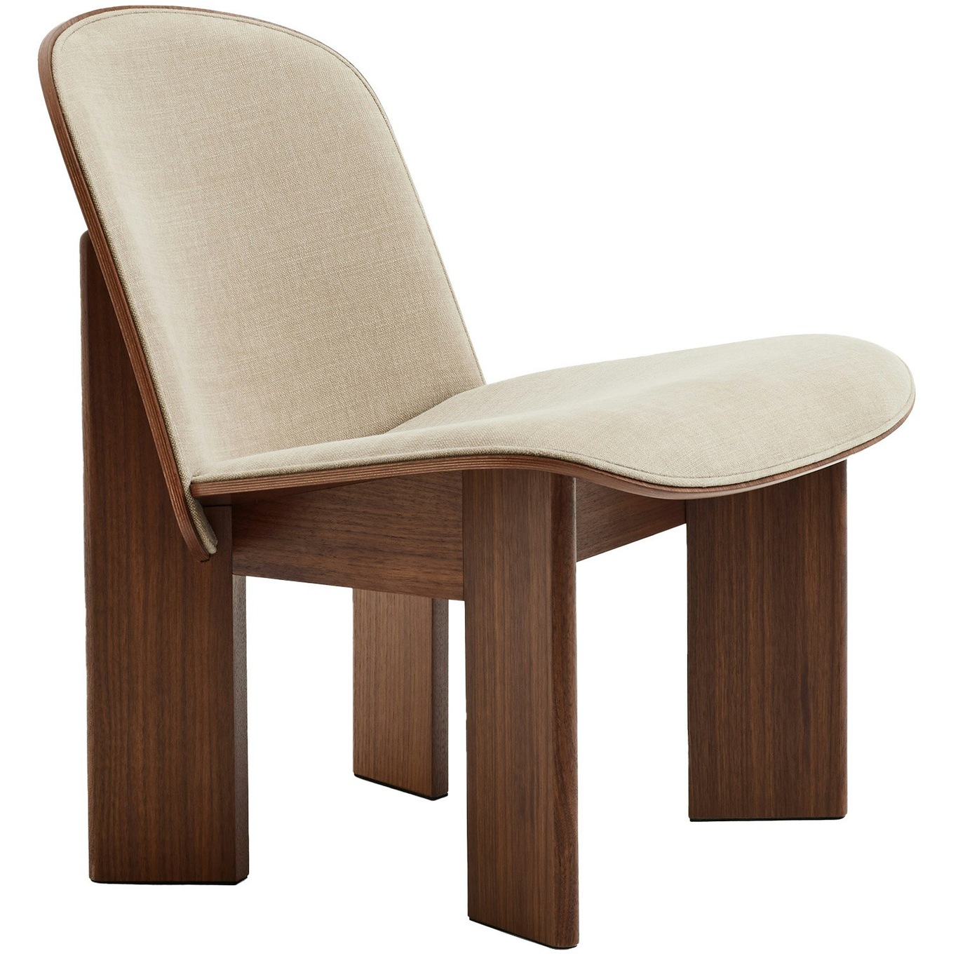 Chisel Lounge Chair With Upholstered Front, Walnut / Linara 216