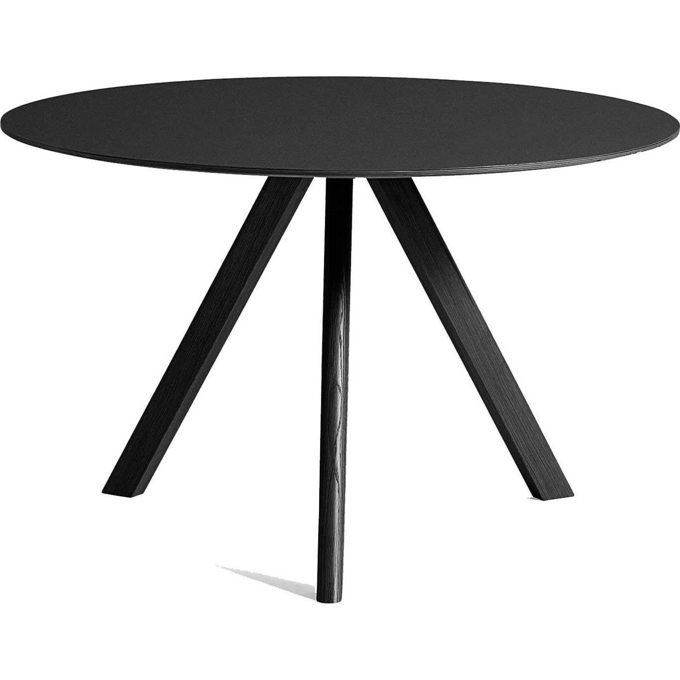 CPH 20 Table  Ø120x74 cm, Black Water Based Lacquered Oak/Black Linoleum