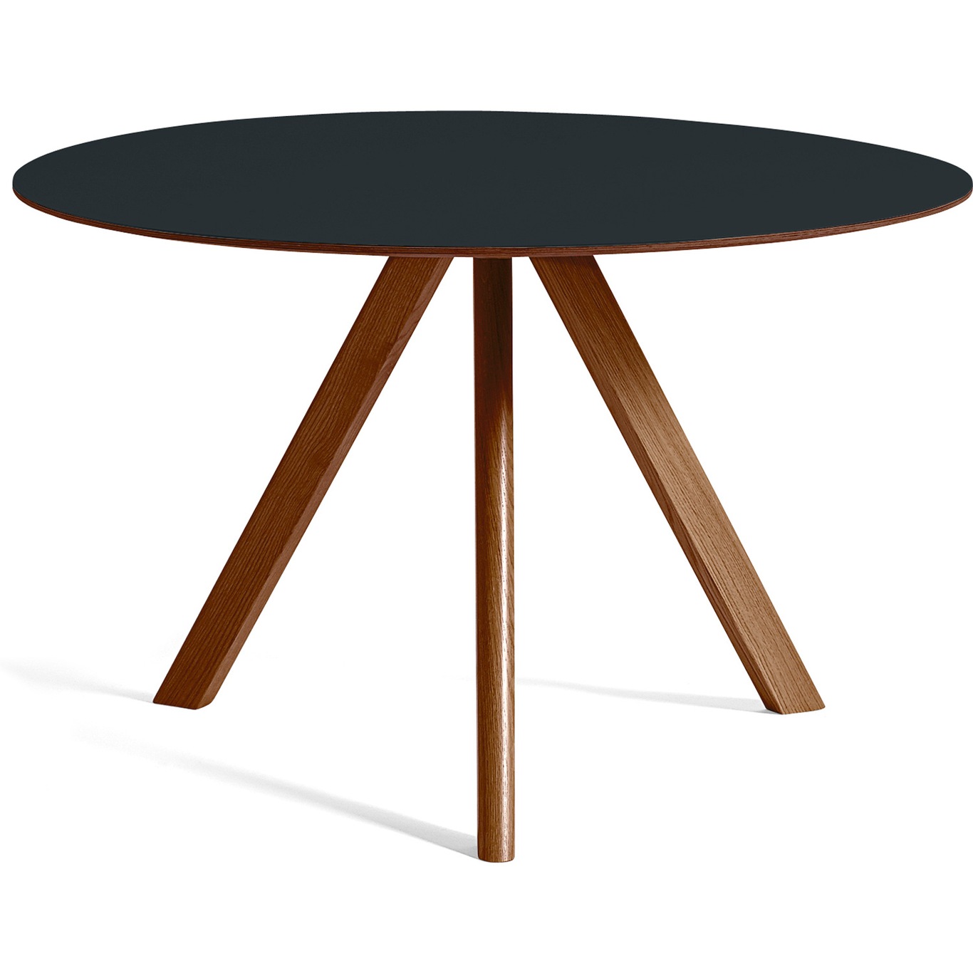 CPH 20 Table Ø120x74 cm, Water based lacquered Walnut / Dark Grey Linoleum