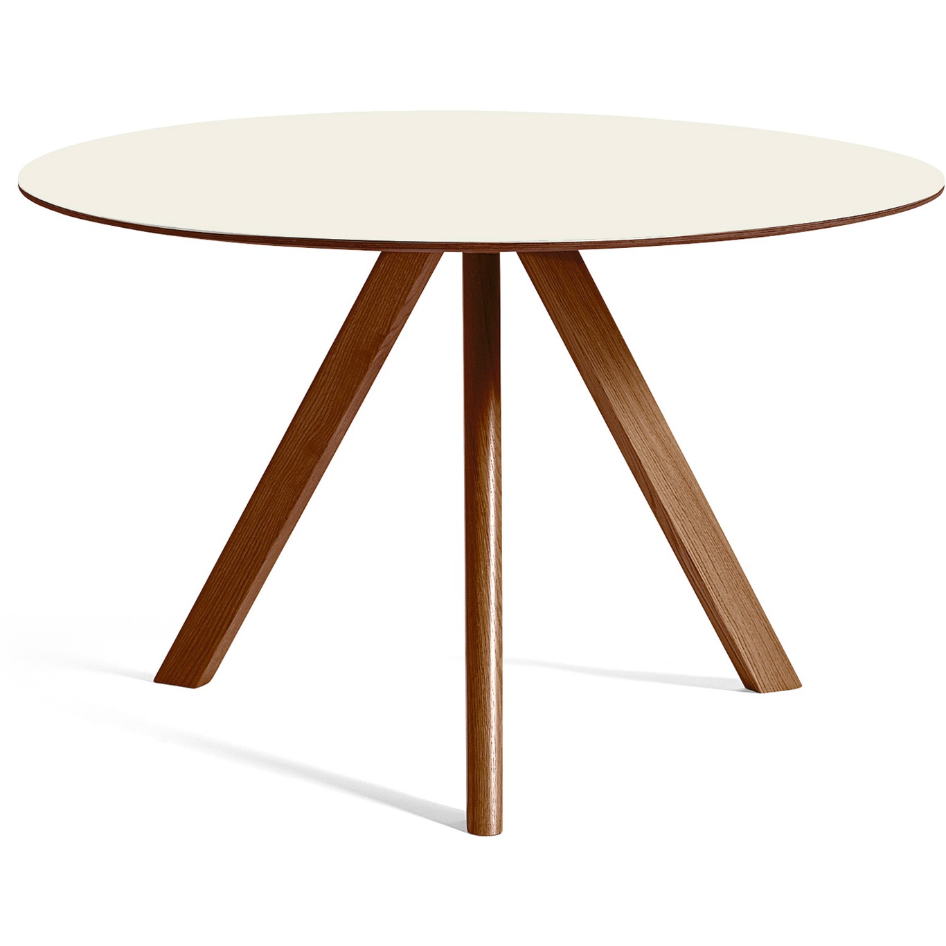 CPH 20 Table Ø120x74 cm, Water based lacquered Walnut / Off-white Linoleum