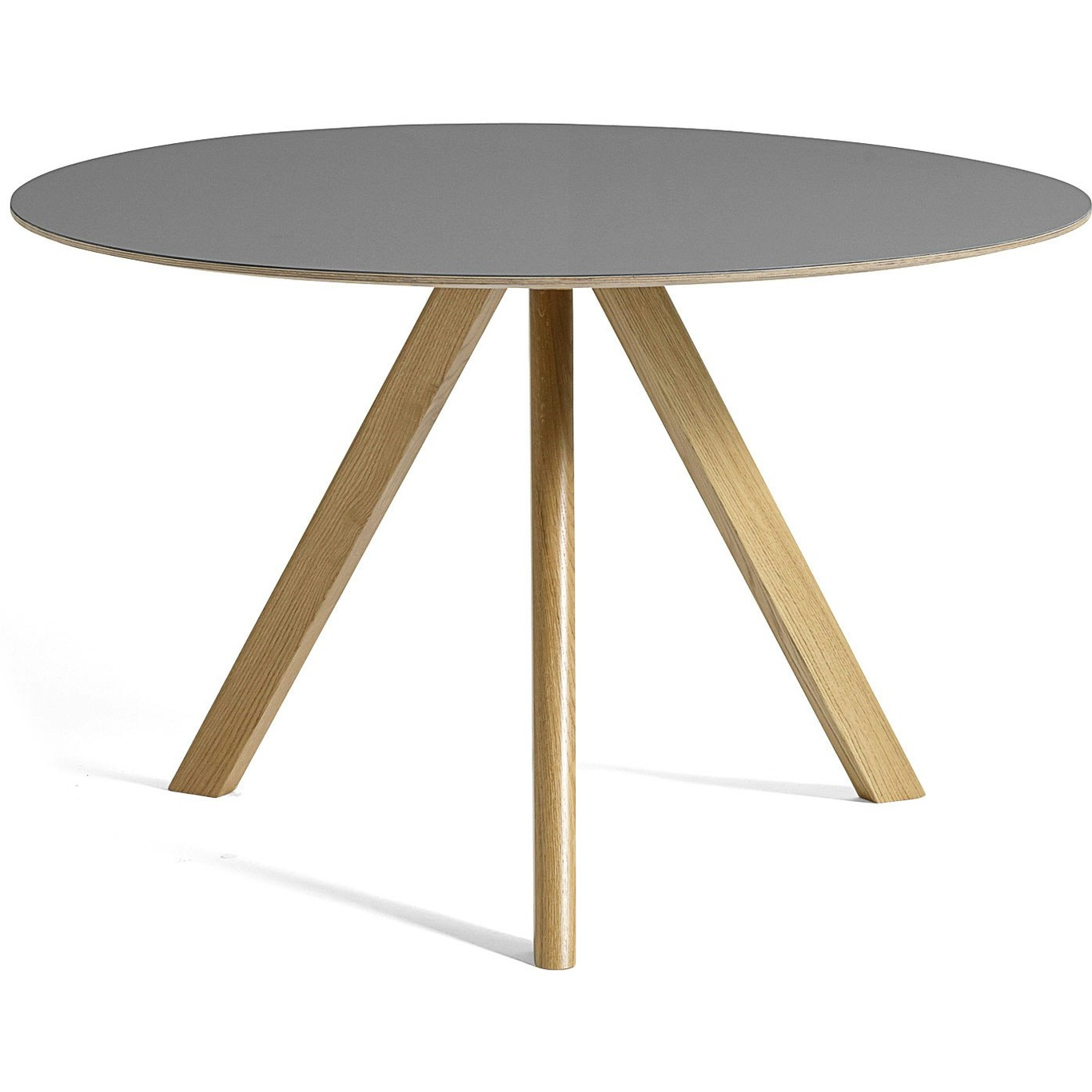 CPH 20 Table  Ø120x74 cm, Water Based Lacquered Oak/Grey Linoleum