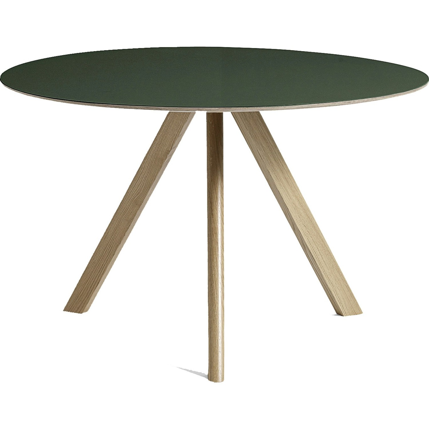 CPH 20 Table Ø120x74 cm, Water Based Lacquered Oak/Green Linoleum