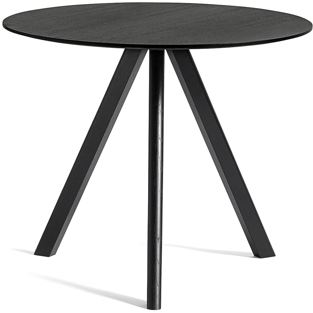 CPH20 Table Ø90x74 cm, Black Water based lacquered Oak