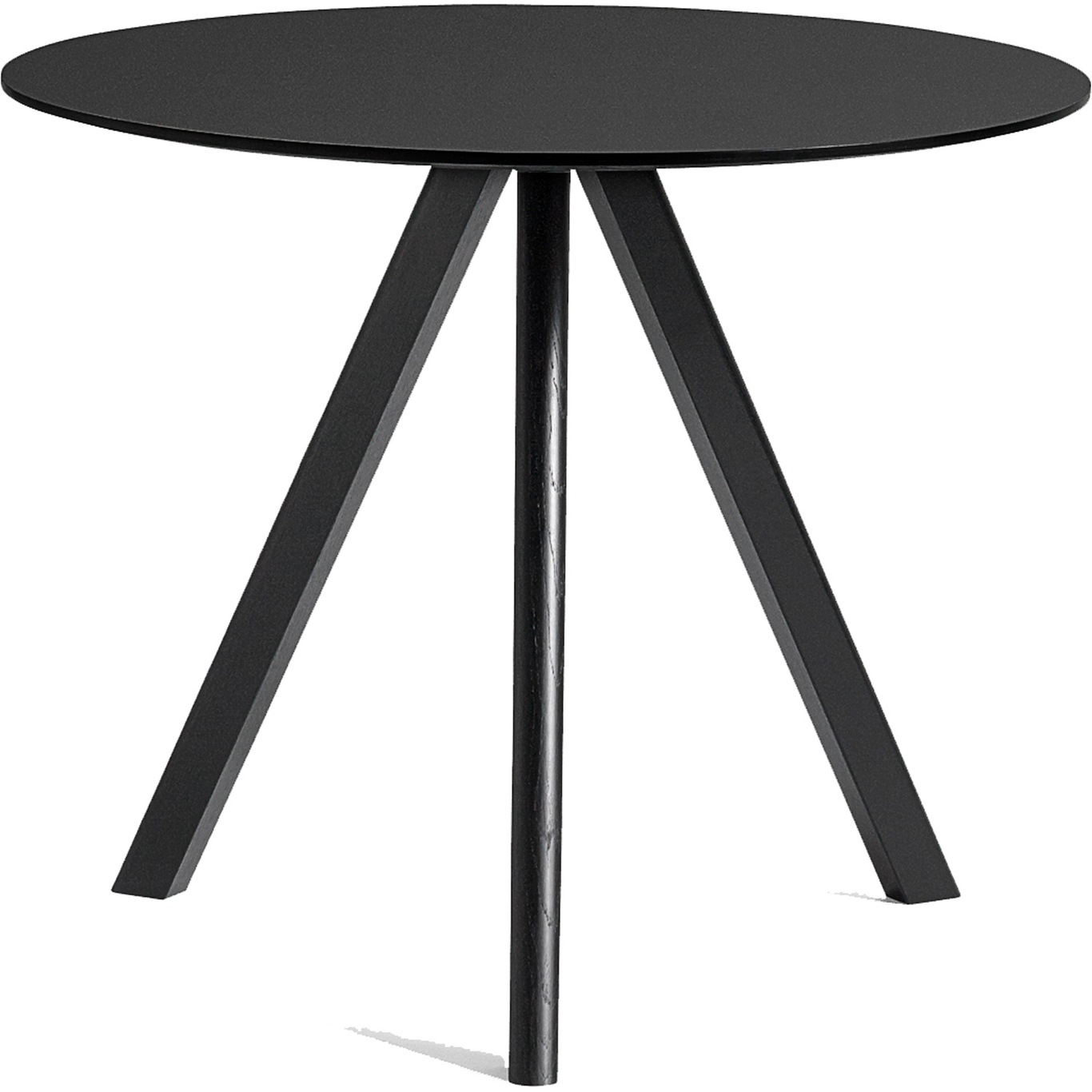 CPH20 Table Ø90x74 cm, Black Water based lacquered Oak / Black Linoleum