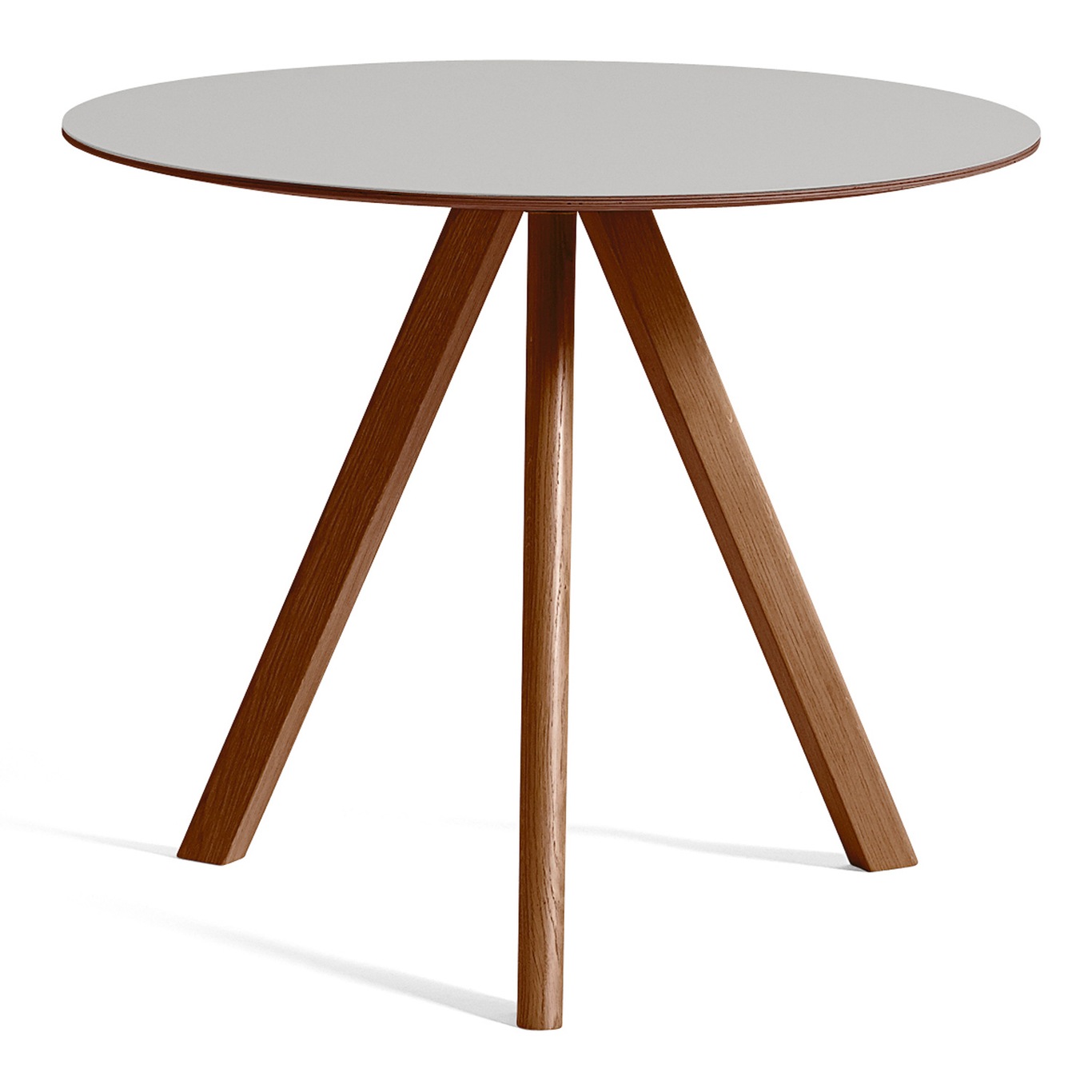 CPH 20 Table Ø90x74 cm, Water based lacquered Walnut / Pebble Grey Linoleum