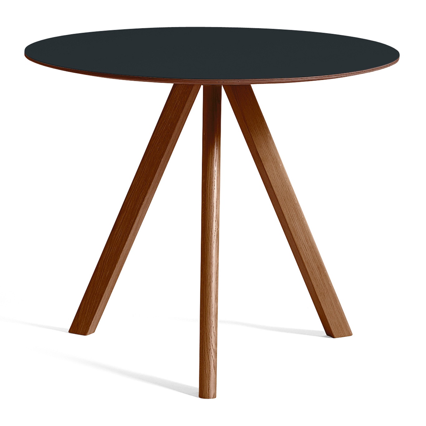 CPH 20 Table Ø90x74 cm, Water based lacquered Walnut / Dark Grey Linoleum