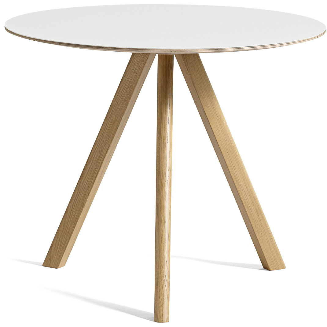 CPH20 Table Ø90x74 cm, Water based lacquered Oak / White Laminate