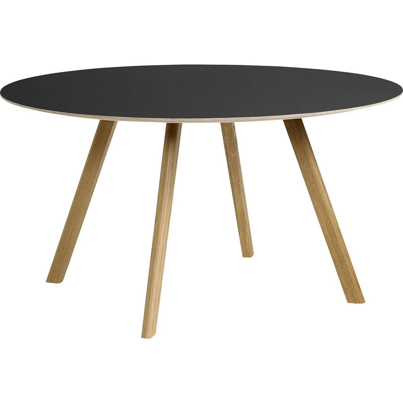 CPH 25 Table Ø140x74 cm, Water-based Lacquered Oak / Black Linoleum
