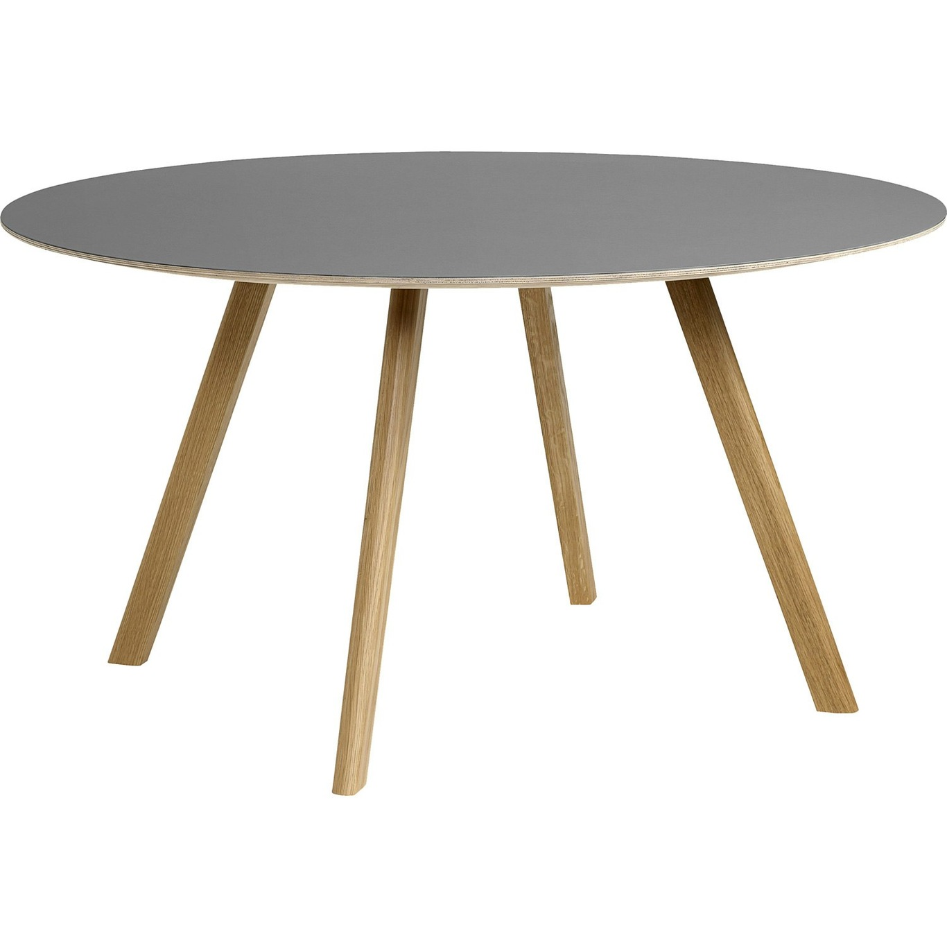 CPH 25 Table Ø140x74 cm, Water-based Lacquered Oak / Grey Linoleum