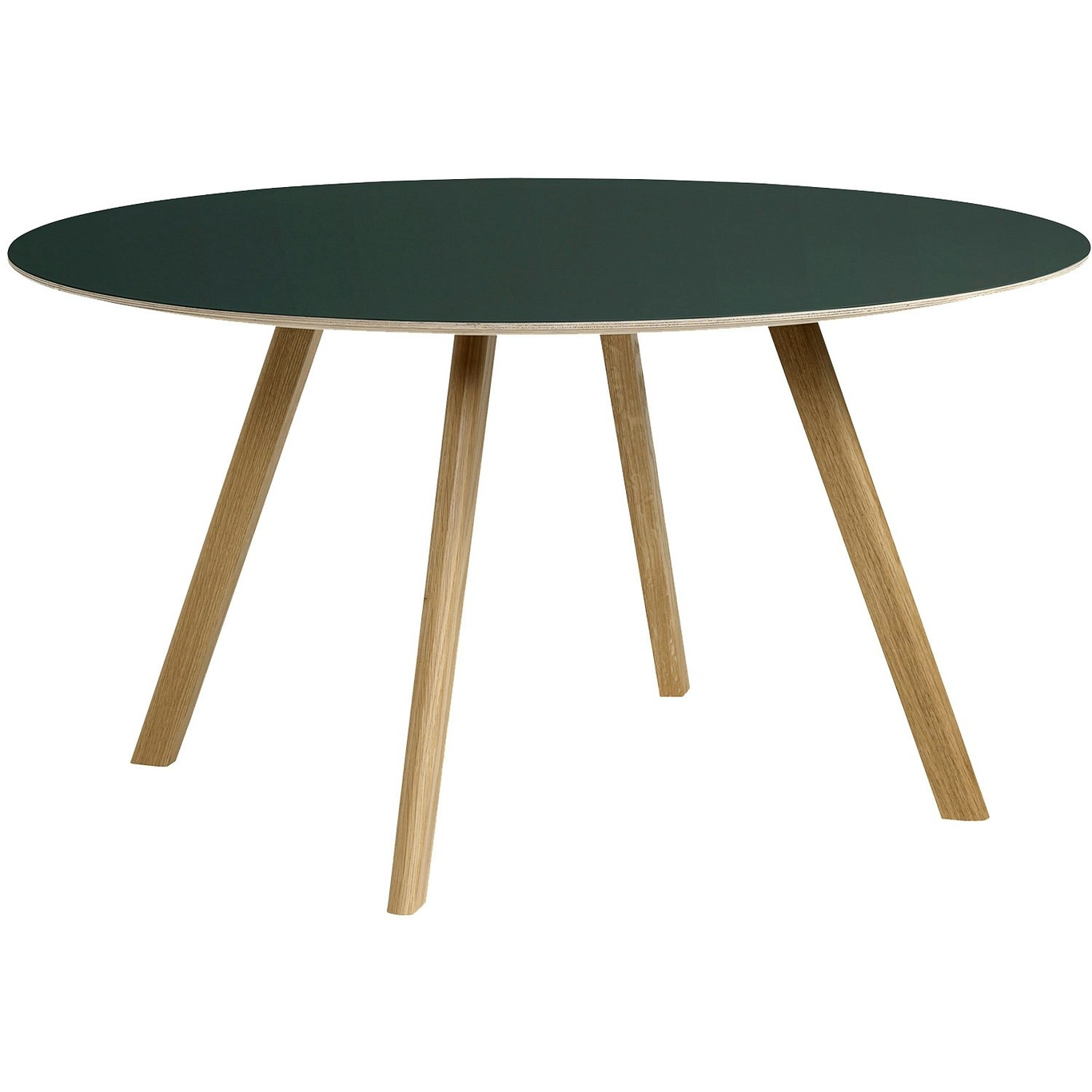 CPH 25 Table Ø140x74 cm, Water-based Lacquered Oak / Green Linoleum