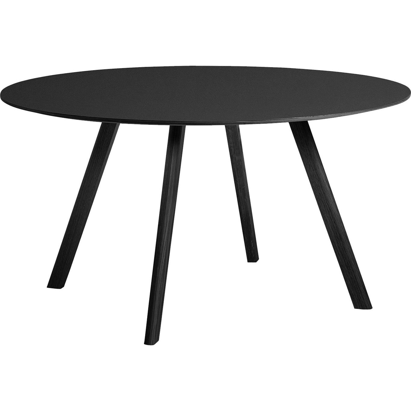 CPH 25 Table Ø140x74 cm, Black Water-based Lacquered Oak / Black Linoleum