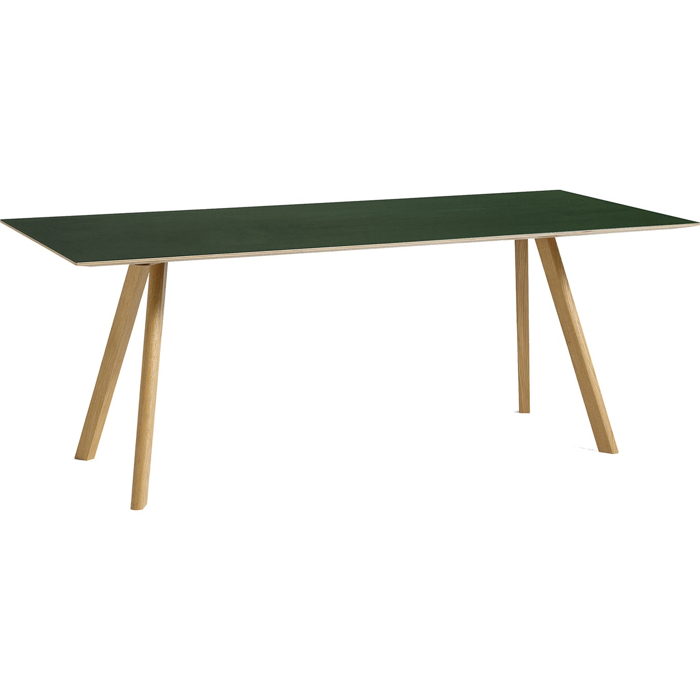 CPH 30 Table 90x200x74 cm, Waterbased Lacquered Oak/Green Linoleum