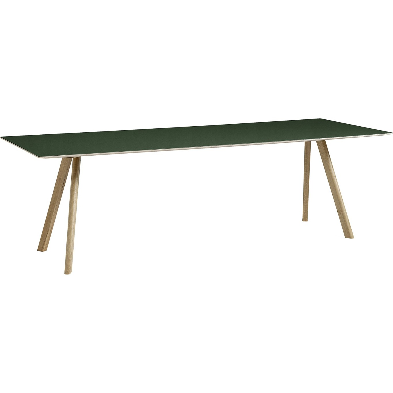 CPH 30 Table 90x250x74 cm, Waterbased Lacquered Oak/Green Linoleum