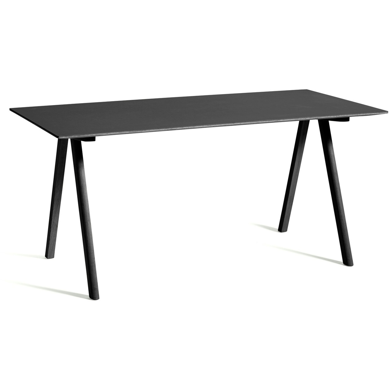 CPH 10 Desk, Black Water-based Lacquered Oak/Black Linoleum