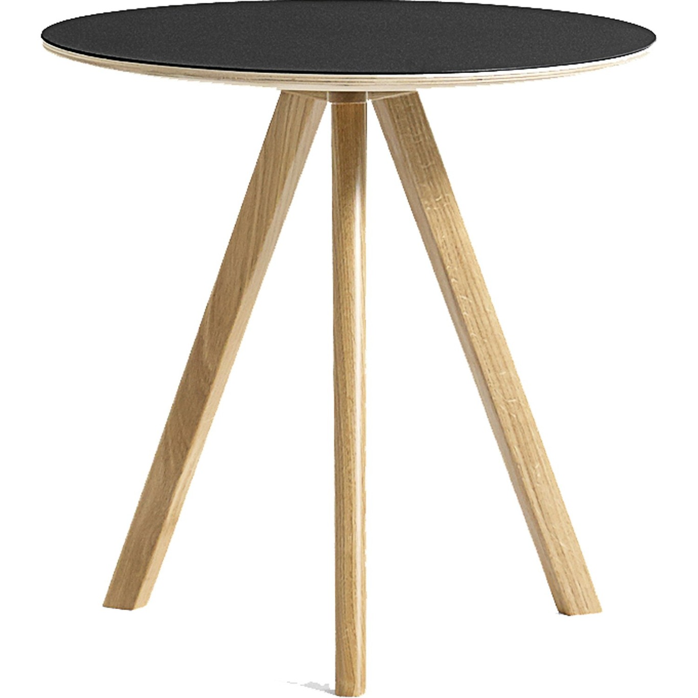CPH 20 Side Table Ø50x49 cm, Water Based Lacquered Oak / Black Linoleum