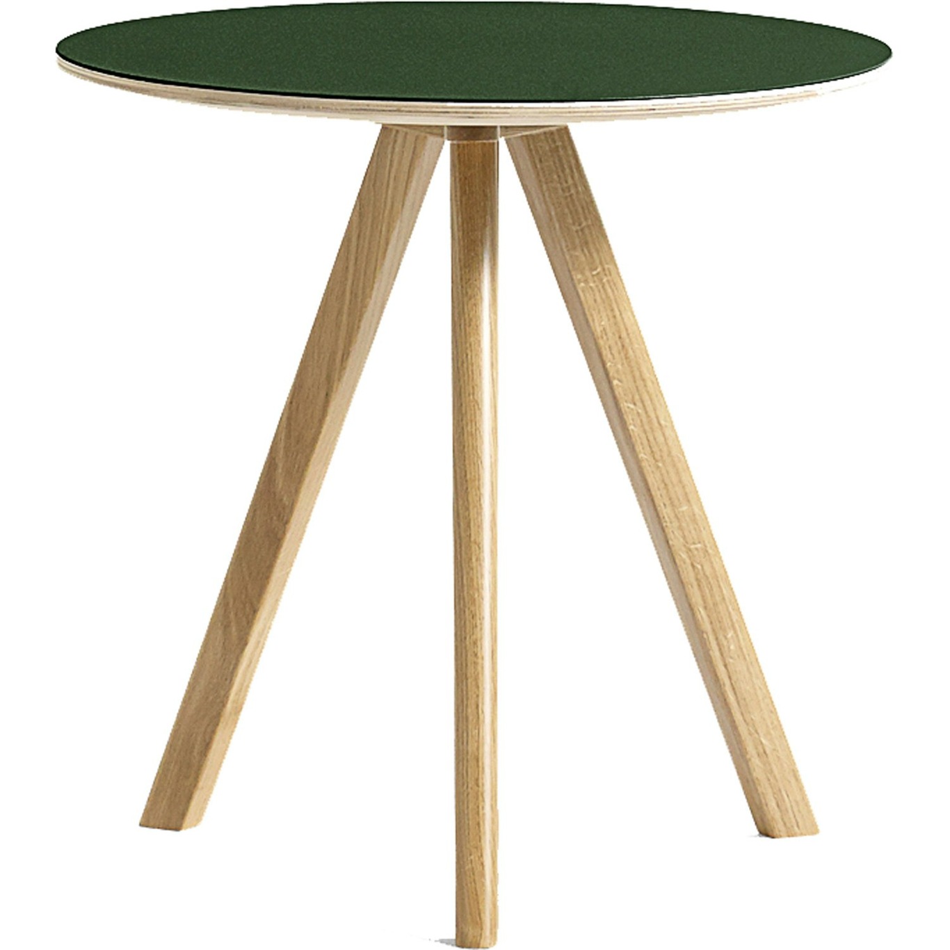 CPH 20 Side Table Ø50 cm, Water Based Lacquered Oak / Green Linoleum