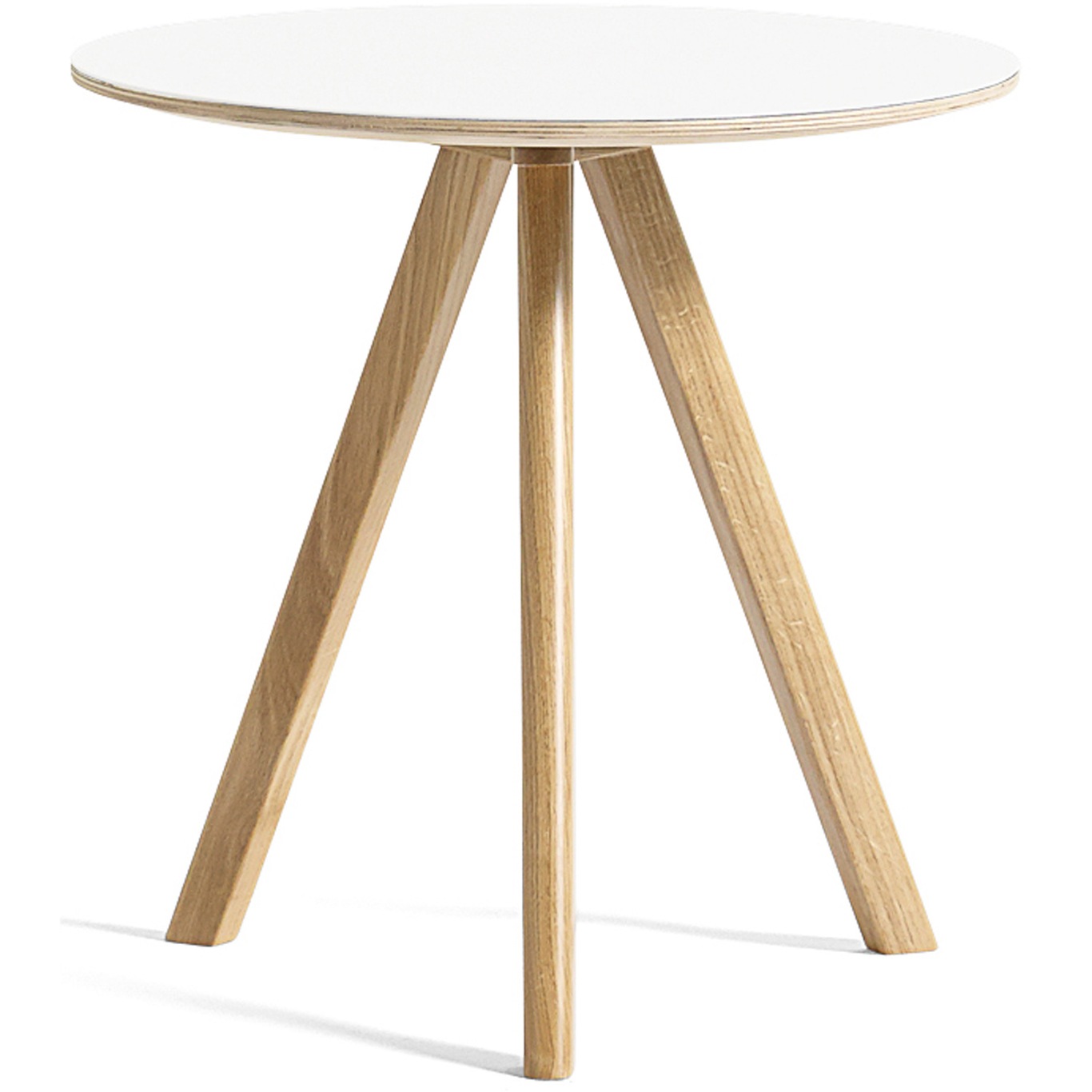 CPH 20  Side Table Ø50x49 cm, Water Based Lacquered Oak / White Laminate