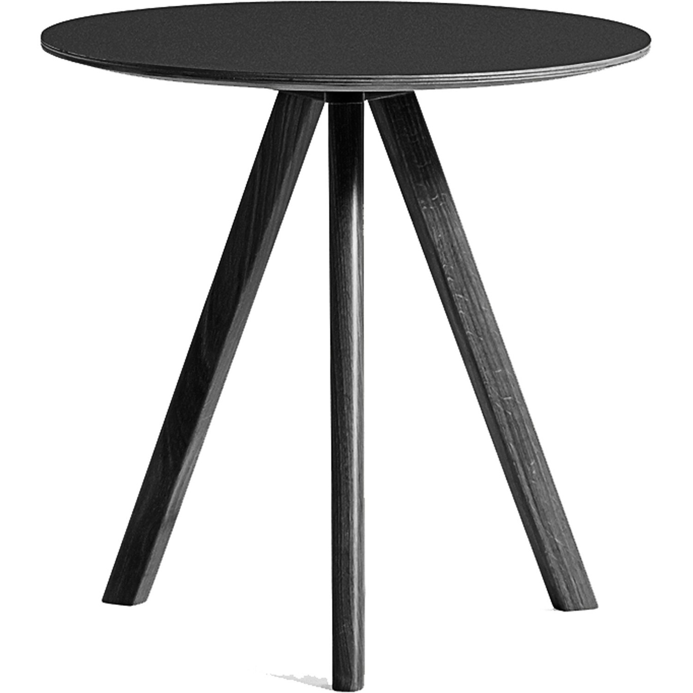 CPH 20  Side Table Ø50x49 cm, Black Water Based Lacquered Oak / Black Linoleum