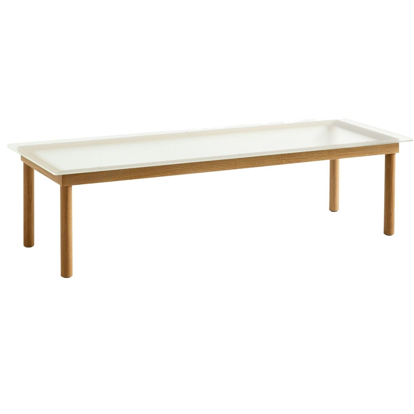 Kofi Coffee Table 140x50 cm, Water-based Lacquered Oak / Reeded-glass