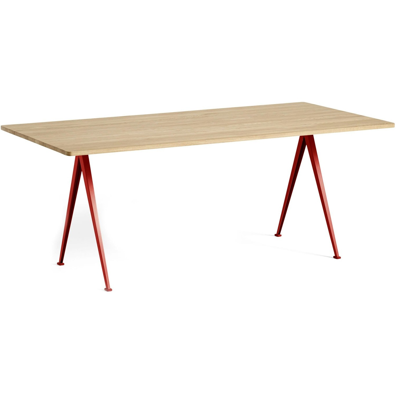 Pyramid 02 Dining Table 85x190 cm, Tomato Red / Matte Lacquered Oak