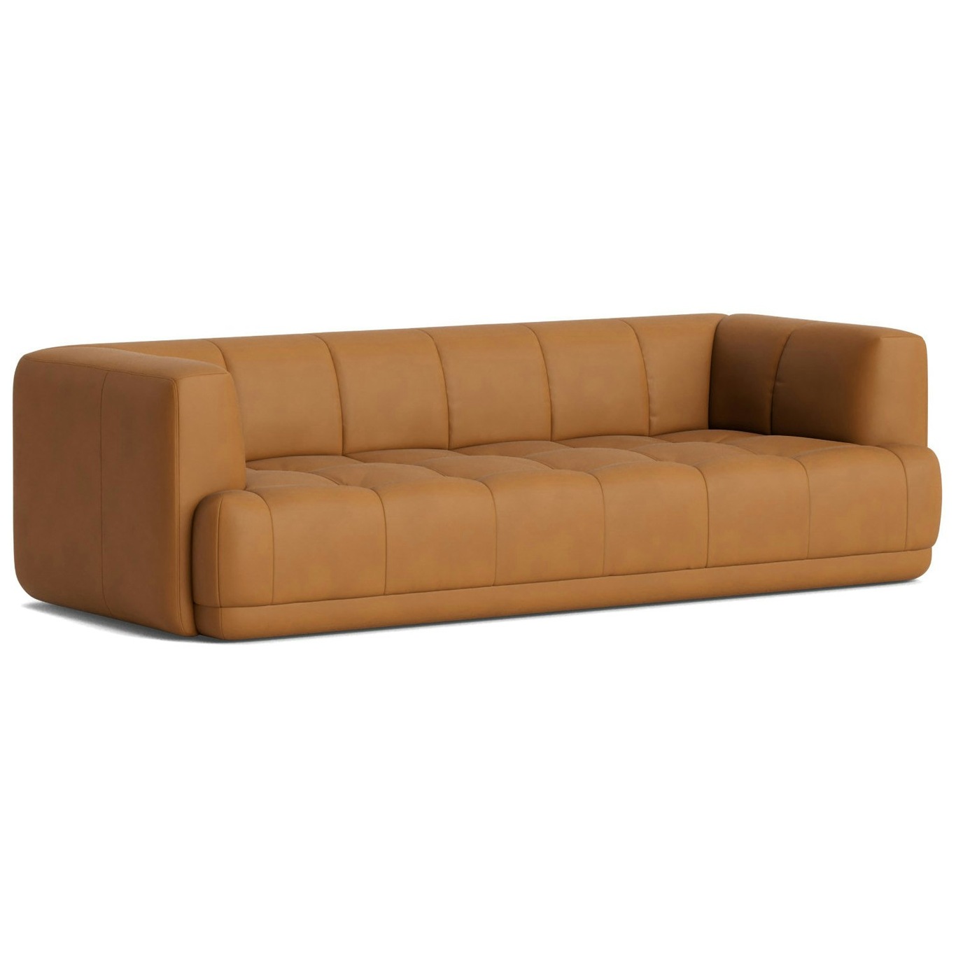 Quilton 3-Seater Sofa, Leather Sense Cognac