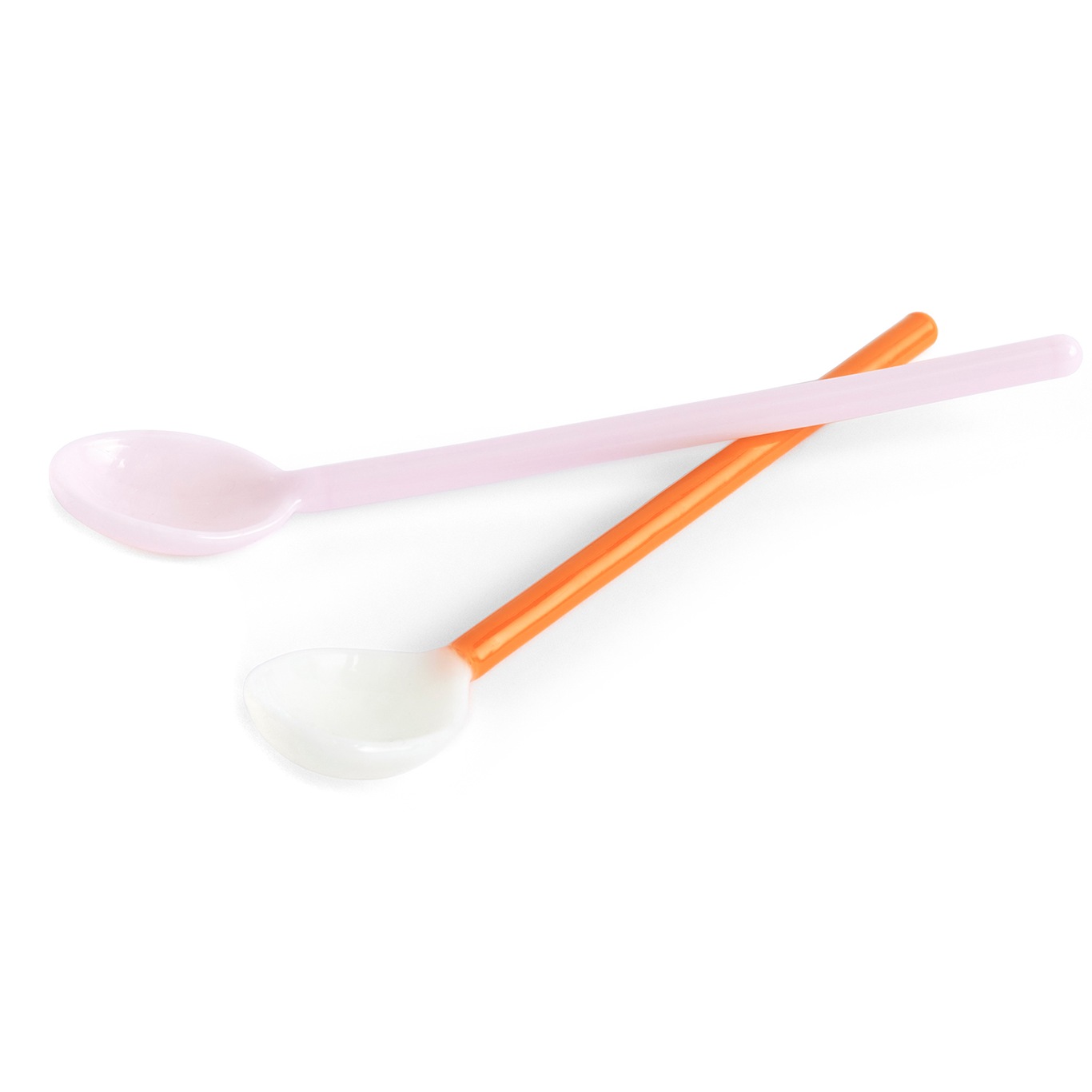 Duo Spoons Glass 2-pack, Light Pink / Bright Orange