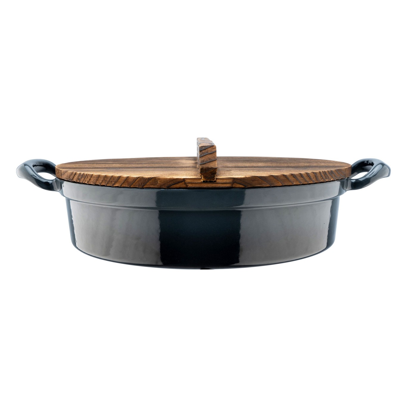 Big Ear Frying Pan Cast Iron With Wood Lid 30 cm / 4 L