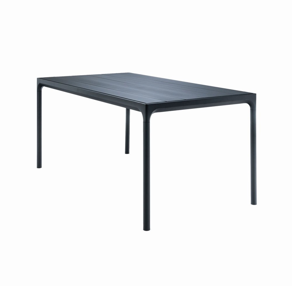 Four Dining Table Black Aluminium / Metal Lamella, 160x90 cm