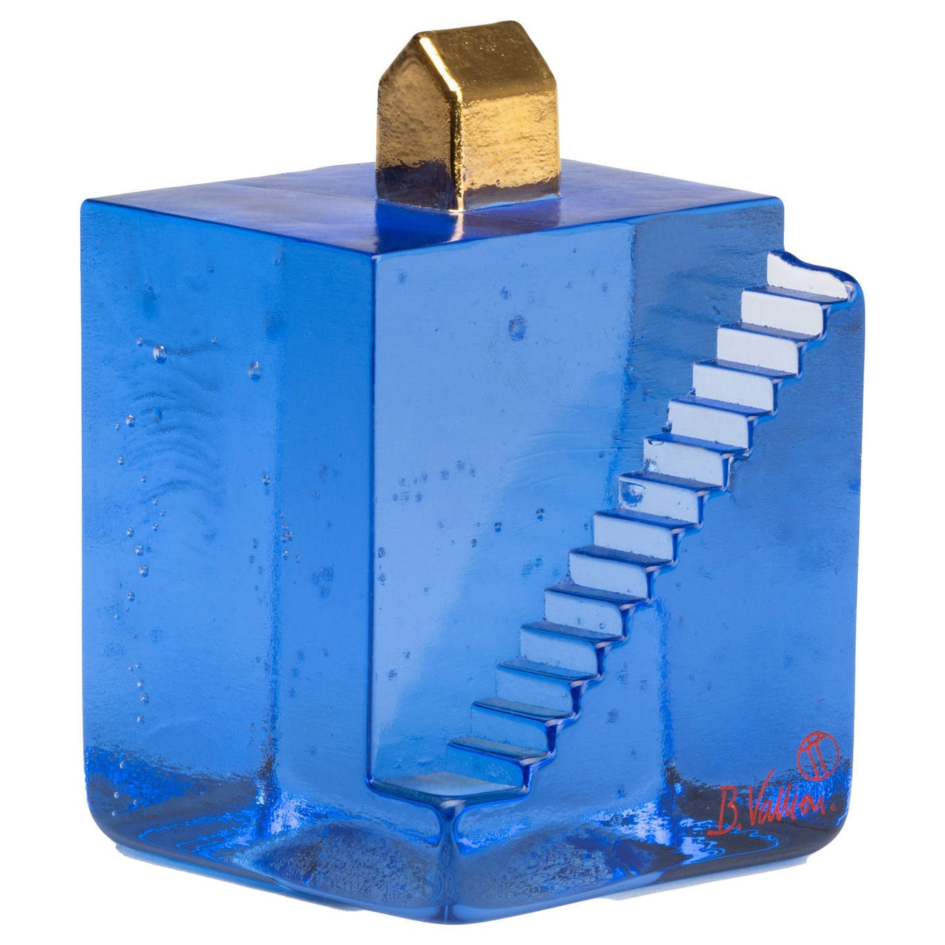 Fortress Stairs Art Glass, Blue/Gold BV AC-23