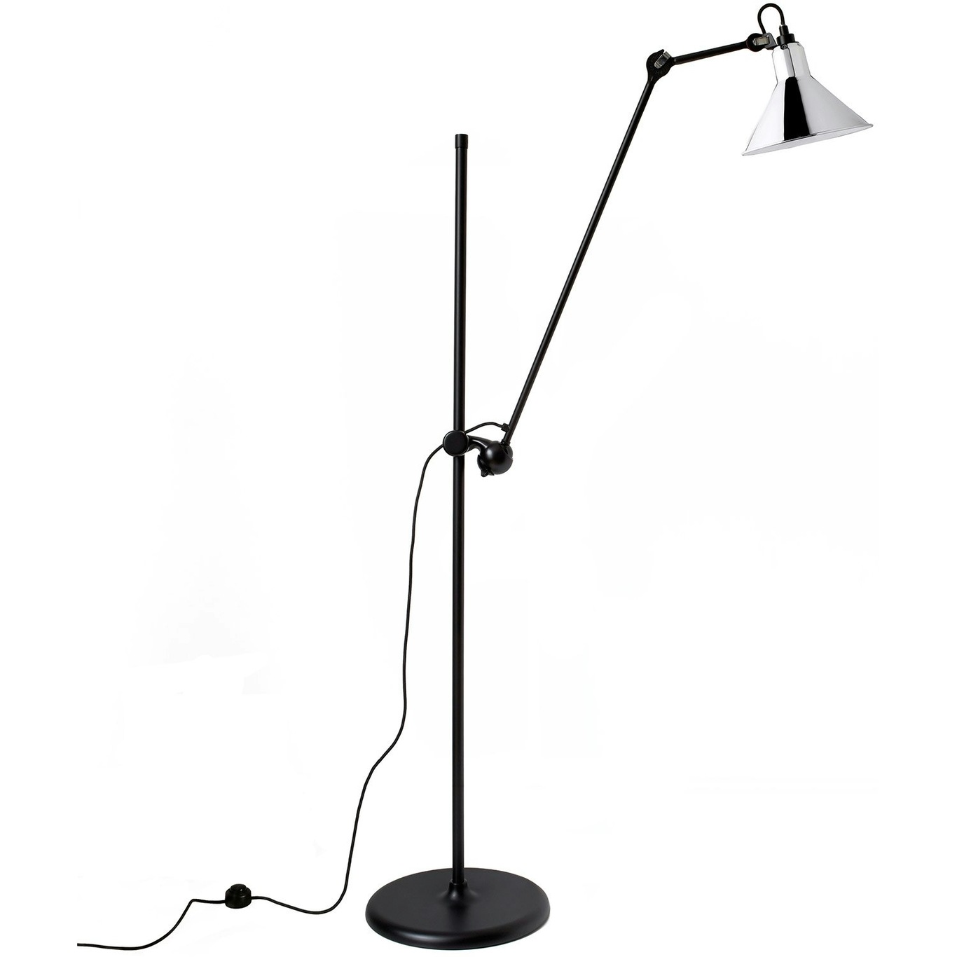 La Lampe Gras N°215 Floor Lamp, Black / Chrome