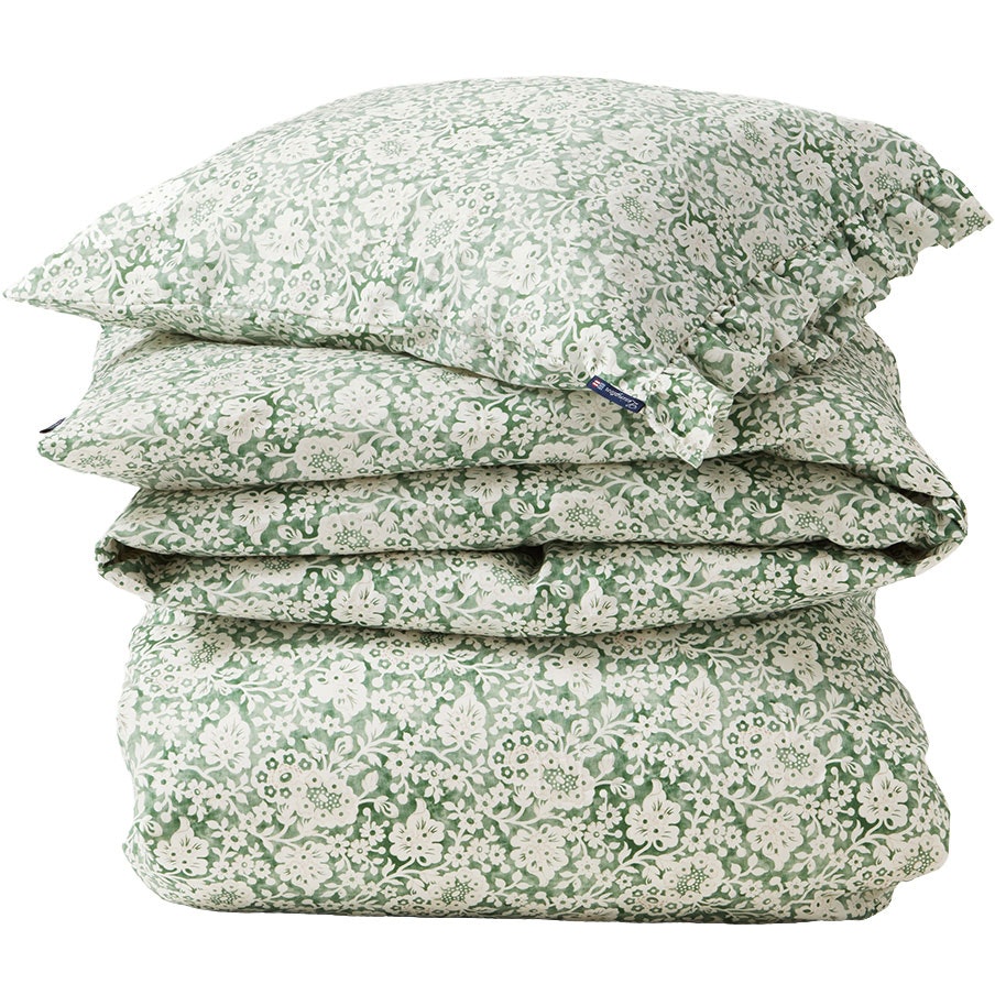Floral printed Cotton Sateen Bedding Set 150x210 + 50x60 cm, Green