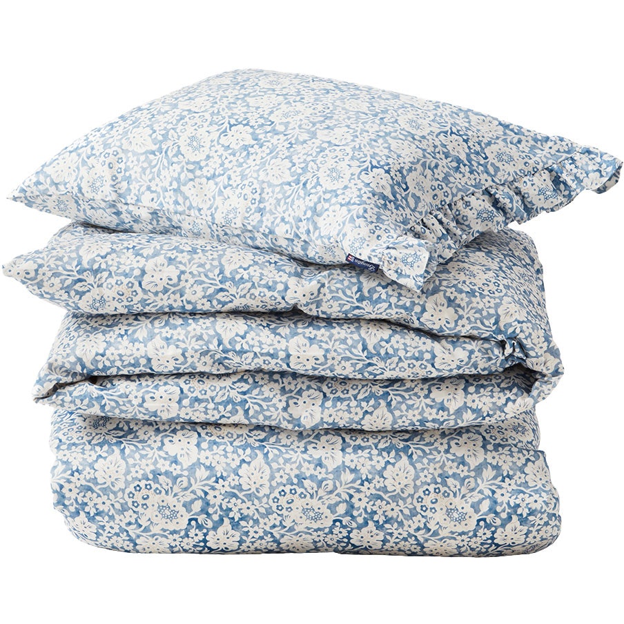 Floral printed Cotton Sateen Bedding Set 220x220 + 50x60 cm, Blue