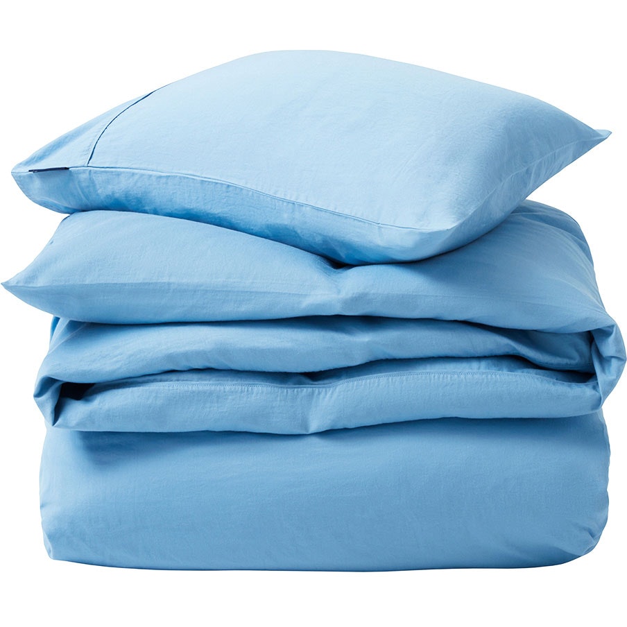Washed Cotton Sateen Bedding Set 150x210 + 50x60 cm, Blue Sky
