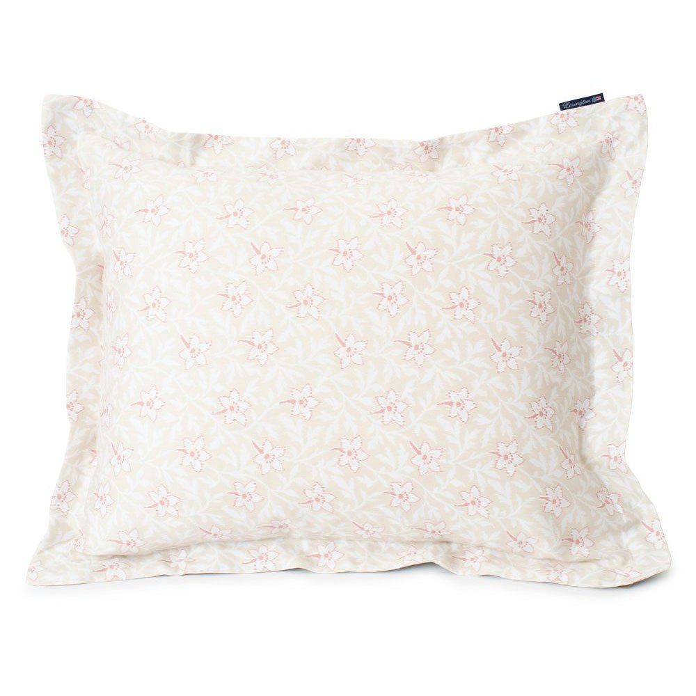 Flower Print Pillowcase Pink / Light Beige 50x90 cm