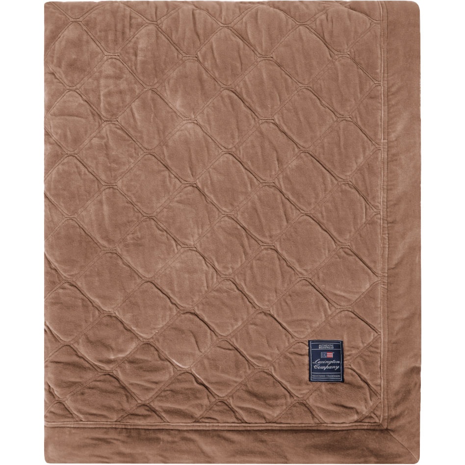 Quilted Organic Cotton Velvet Bedspread 260x240 cm, Beige