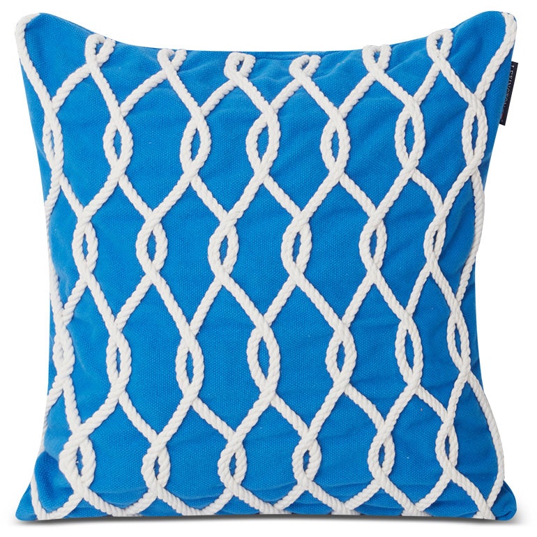 Rope Deco Recycled Cotton Canvas Cushion Cover 50x50 cm, Blue / White
