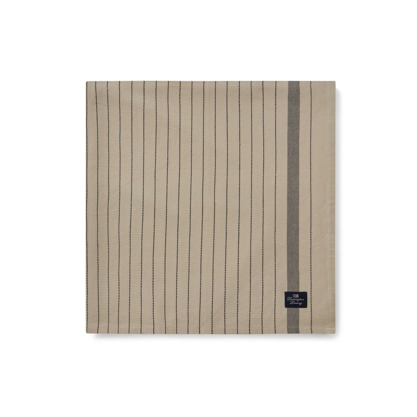 Striped Organic Cotton Tablecloth Beige/Dark Grey, 150x250 cm