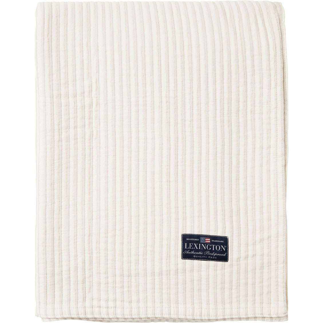 Striped Reversible Organic Cotton Bedspread 260x240 cm, Off-white/Grey