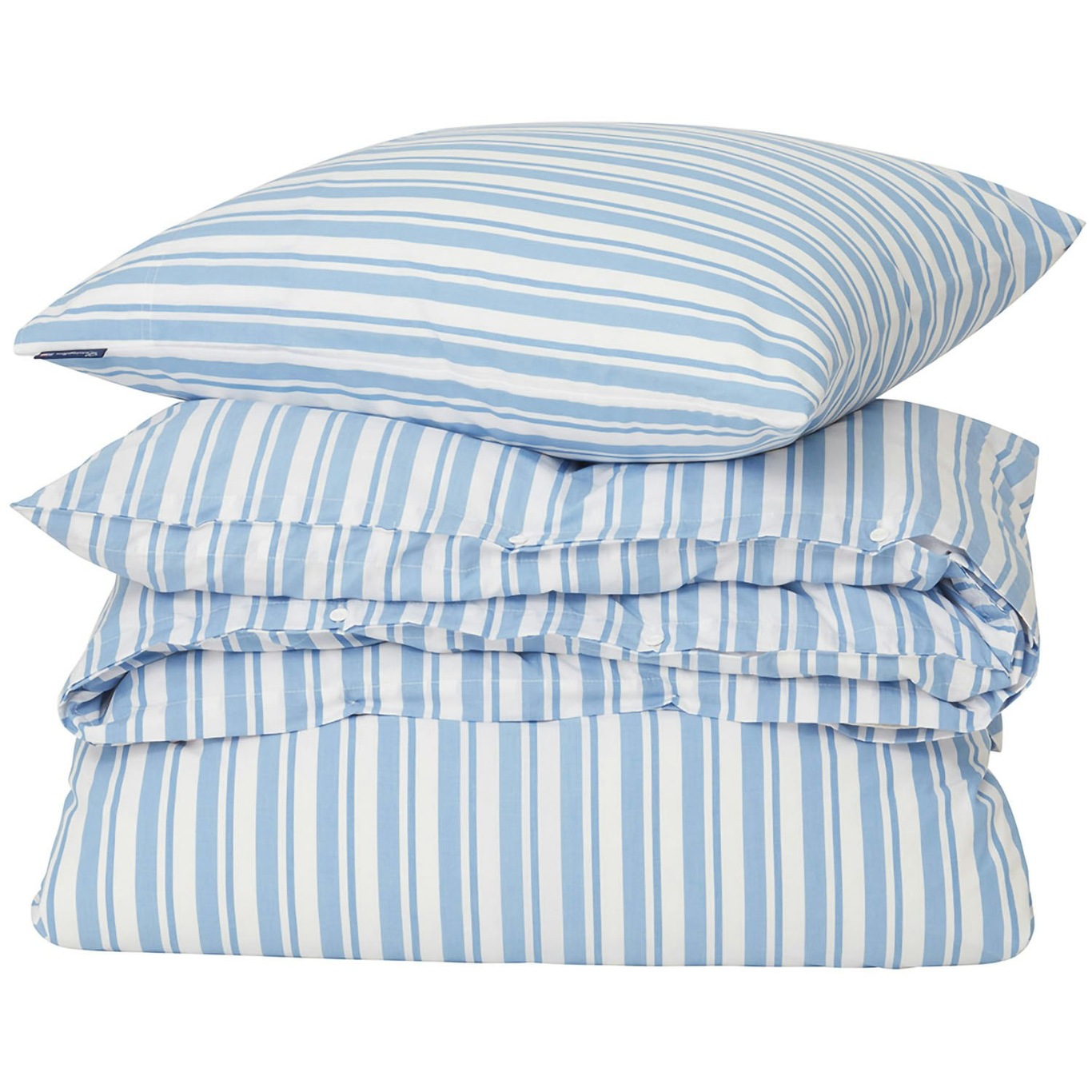 Striped Cotton Poplin Bedding Set 220x220 + 50x60x2 cm, Blue