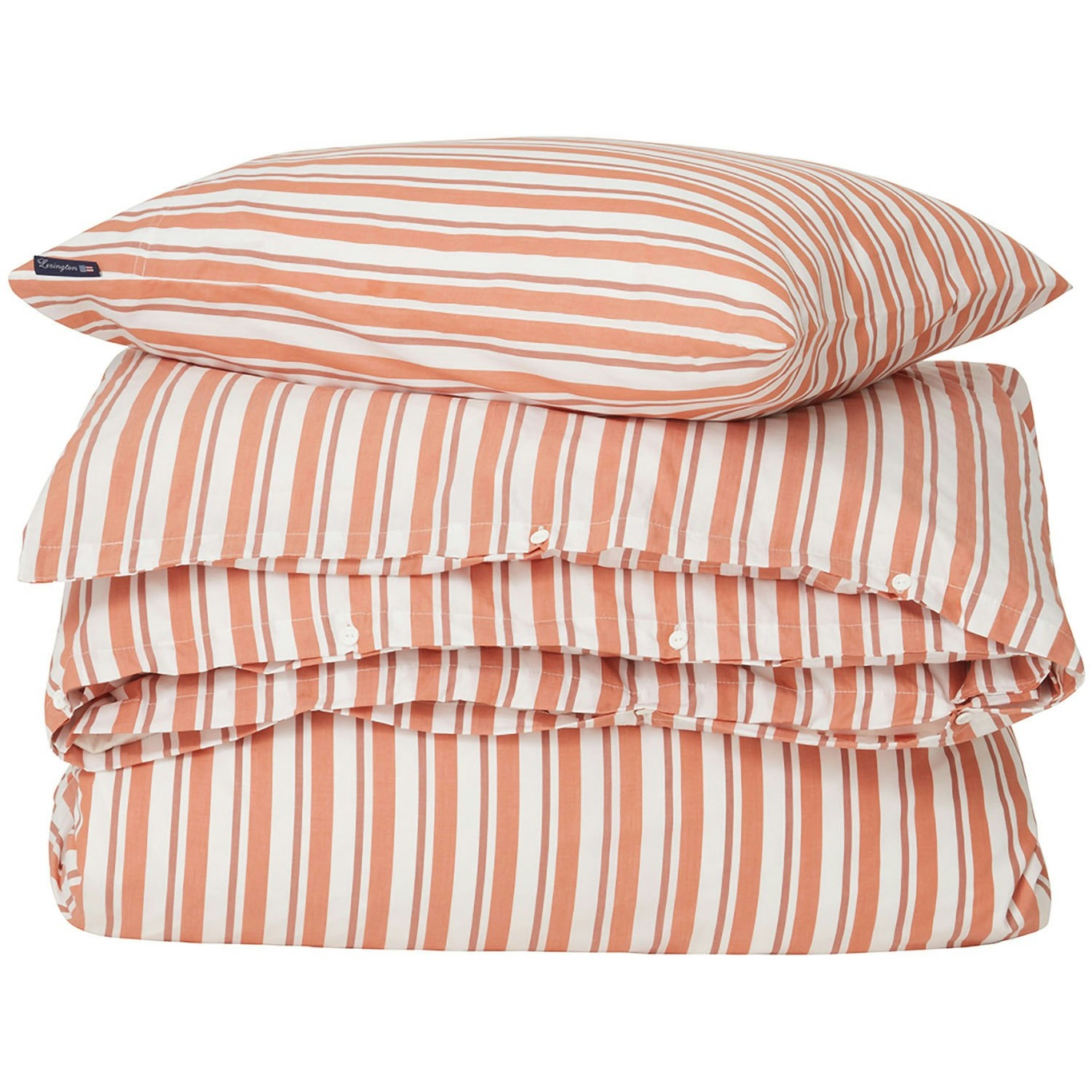 Striped Cotton Poplin Bedding Set 220x220 + 50x60x2 cm, Terra