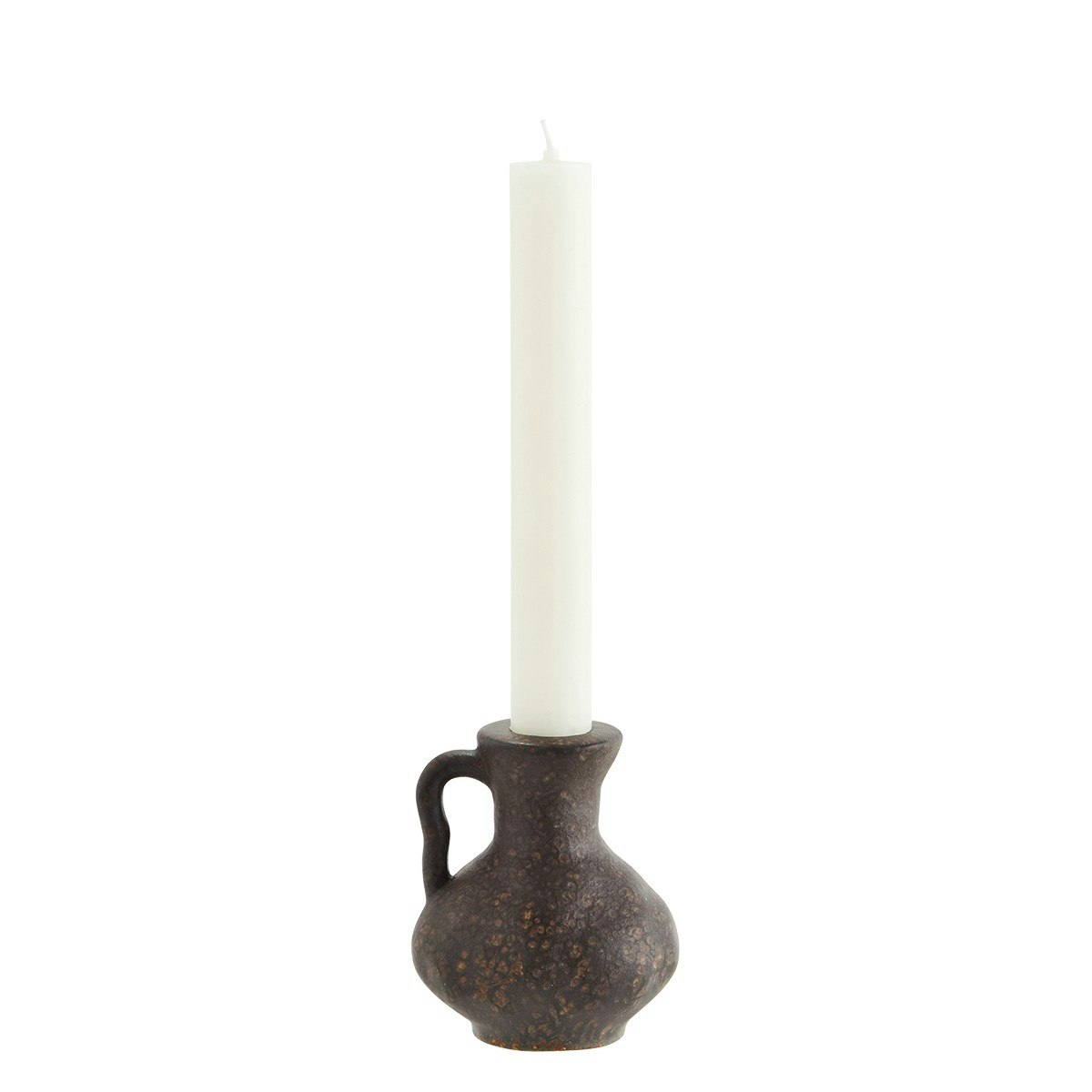 Candlestick Stoneware 9,5 cm, Dark Brown