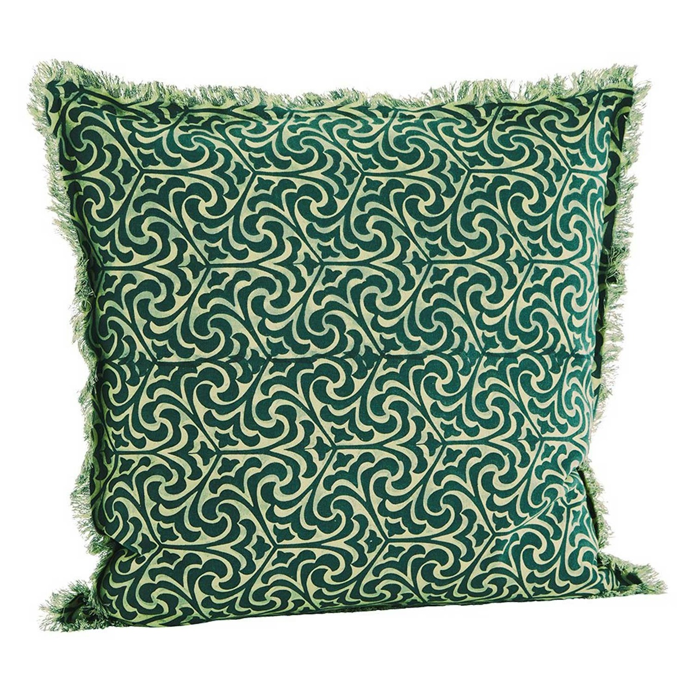 Cushion Cover With Fringes 50x50 cm, Teal/Green