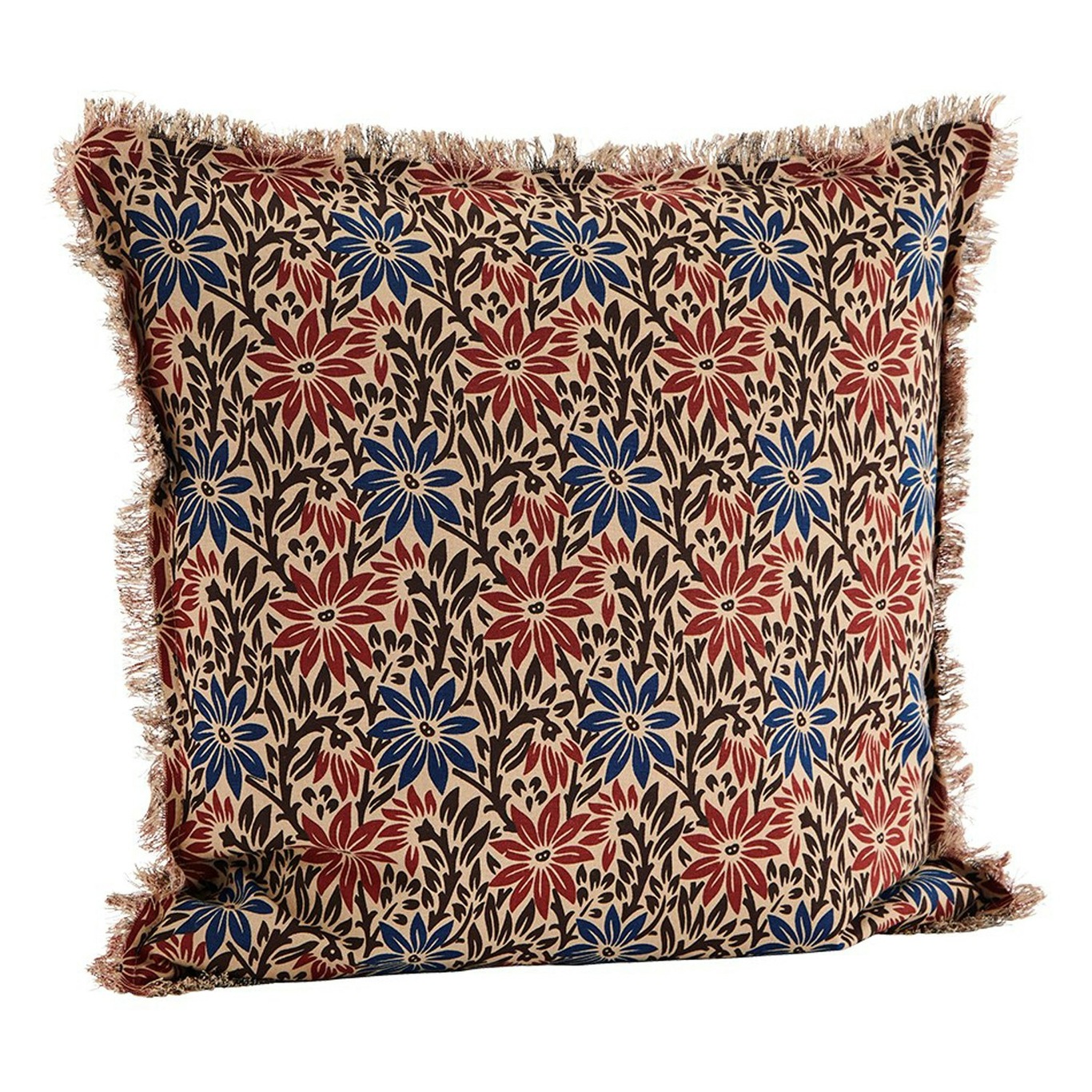 Cushion Cover With Fringes 50x50 cm, Beige/Multi