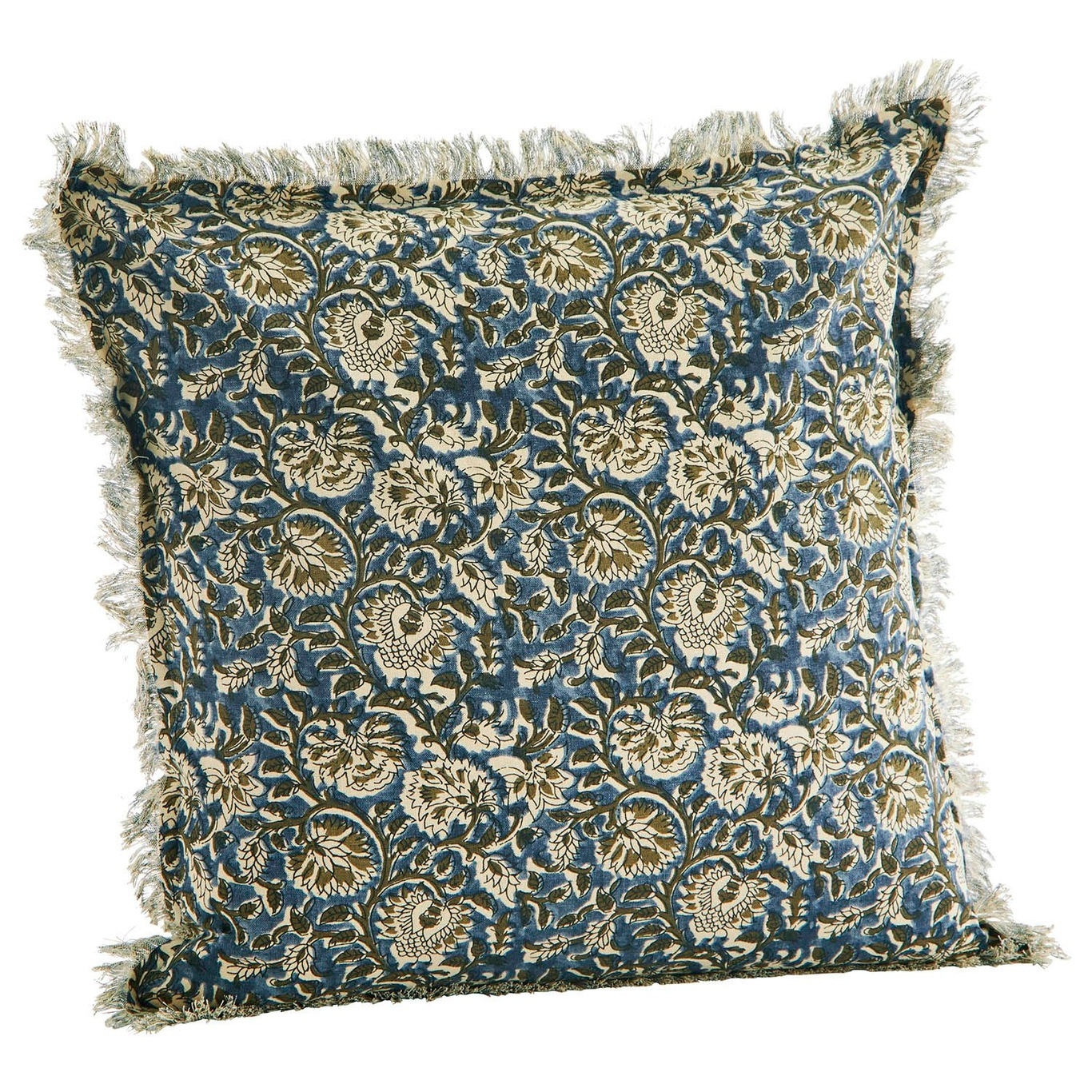 Cushion Cover With Fringes 50x50 cm, Blue/Green