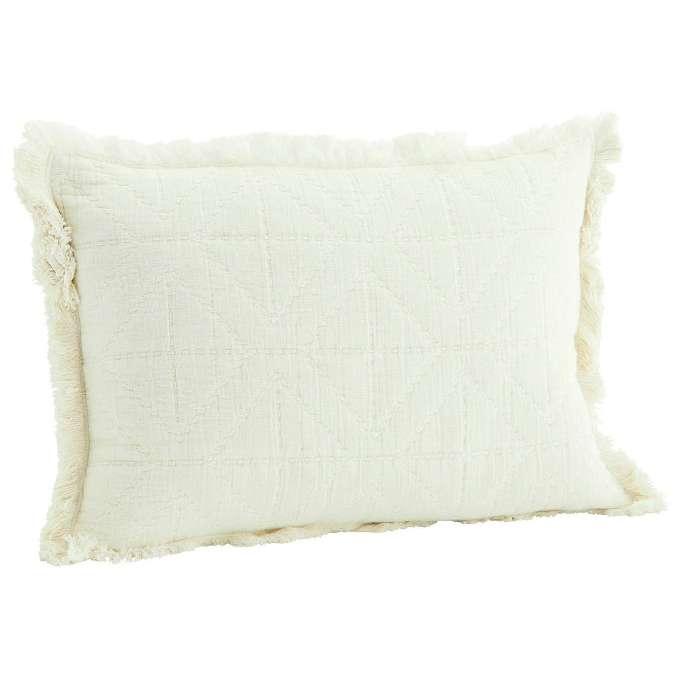 Embroidered Cushion Cover 30x45 cm, Off-white