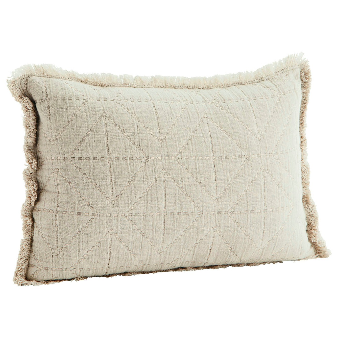 Embroidered Cushion Cover 30x45 cm, Light Taupe