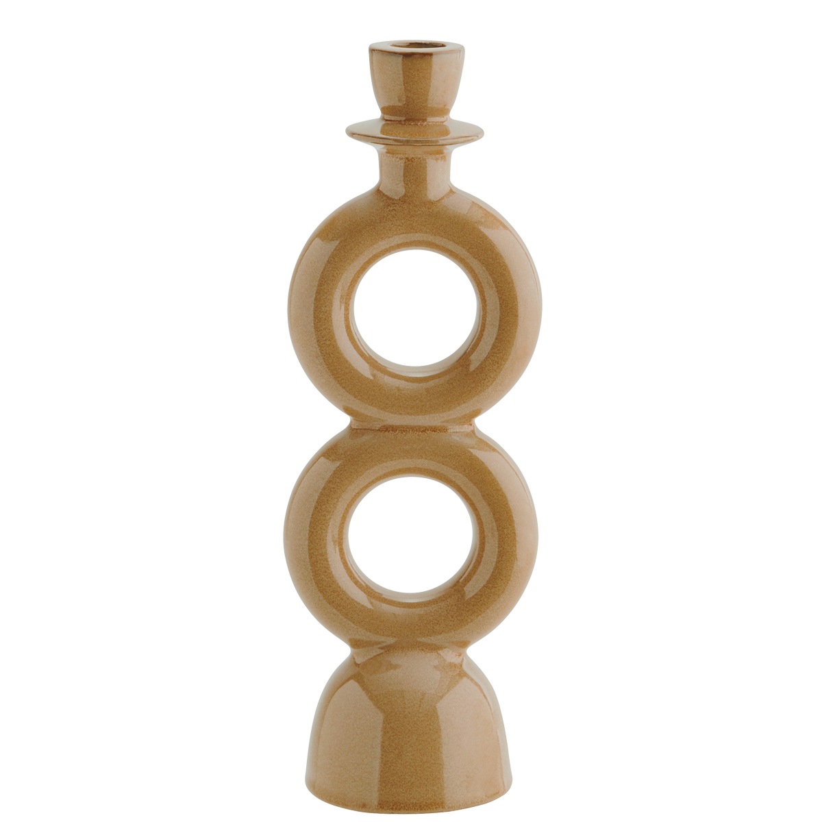 Candle holder rounded, Brown