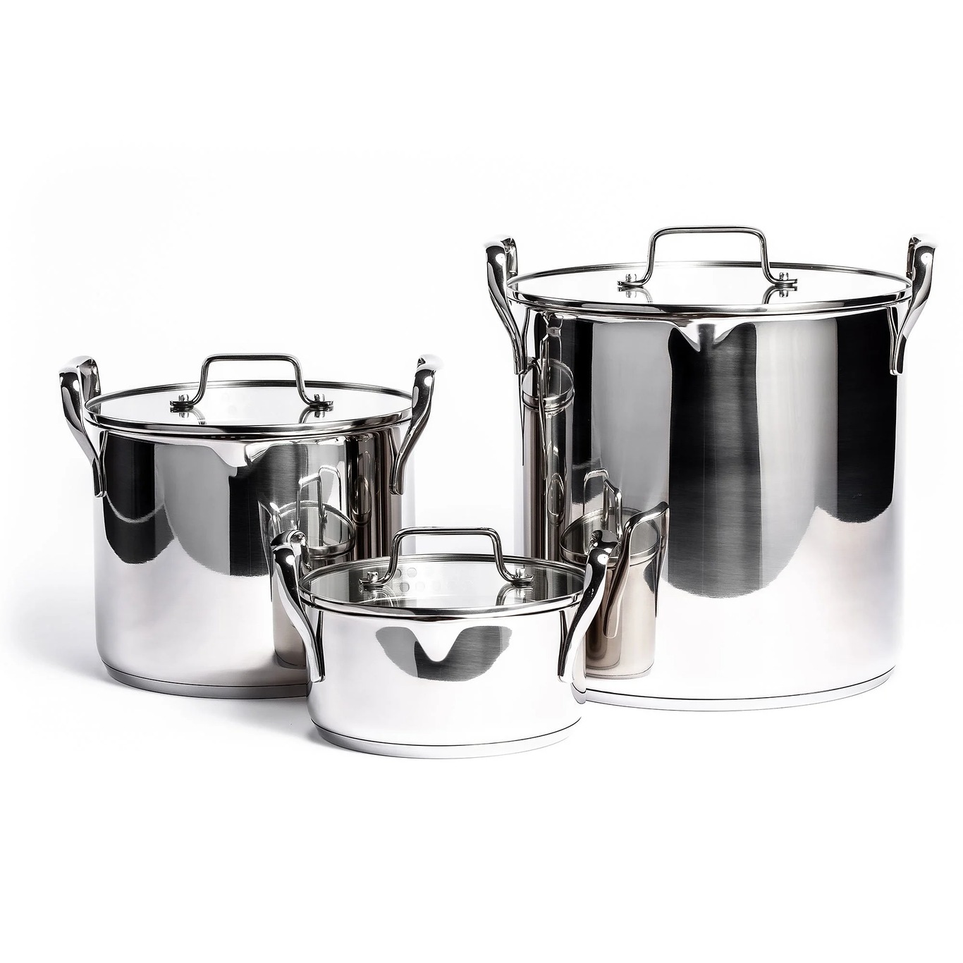 Pot Set Stackable 3-pack, Stainless Steel